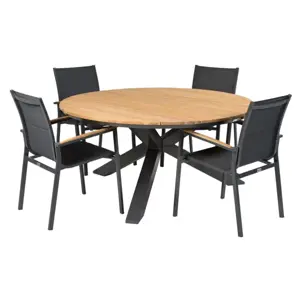 Foxx Teak 5-delige tuinset met Orbital tuintafel Ø 120cm - Teak