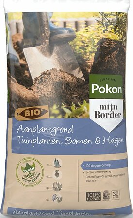 Pokon Bio Aanplantgrond Tuinplanten, Bomen & Hagen Turfvrij 30L - afbeelding 1