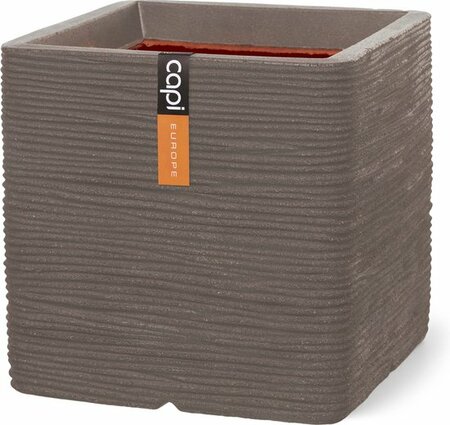 Pot vierkant Rib NL 30x30x30 warm taupe