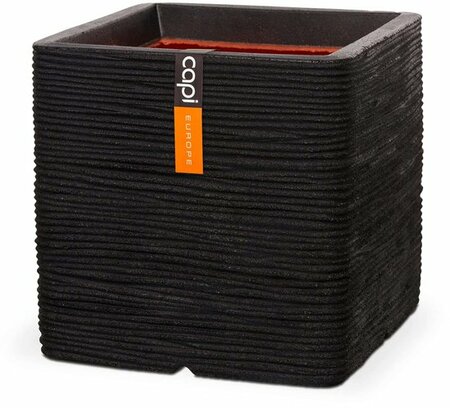 Pot vierkant Rib NL 30x30x30 zwart