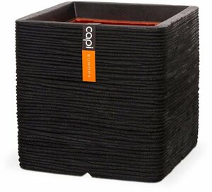 Pot vierkant Rib NL 30x30x30 zwart