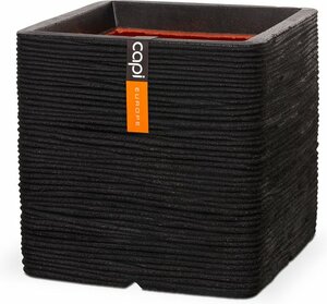 Pot vierkant Rib NL 50x50x50 zwart