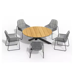 Rivera Charcoal 6-delige tuinset met Omnigo tuintafel Ø 150cm - Teak - afbeelding 2